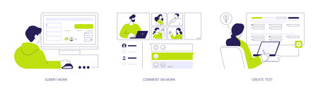 Online teaching software features abstract concept vector illustrations.のイラスト素材