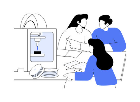 3D printing isolated cartoon vector illustrations.のイラスト素材