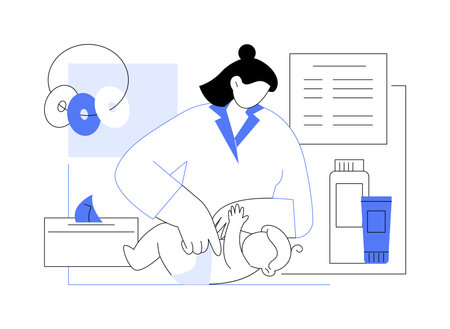 Newborn massage isolated cartoon vector illustrations.のイラスト素材