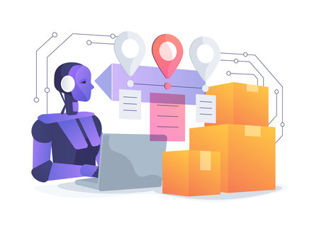AI-Enhanced Supply Chain Optimization abstract concept vector illustration.のイラスト素材