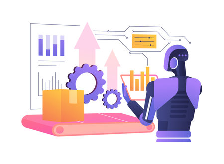 AI-Driven Production Efficiency abstract concept vector illustration.のイラスト素材
