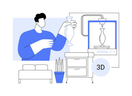 3D printed object isolated cartoon vector illustrations.のイラスト素材