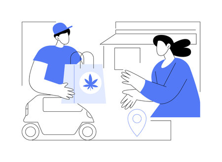 Cannabis products delivery isolated cartoon vector illustrations.のイラスト素材