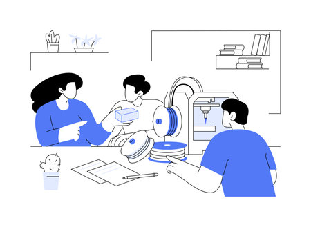 3D printing isolated cartoon vector illustrations.のイラスト素材