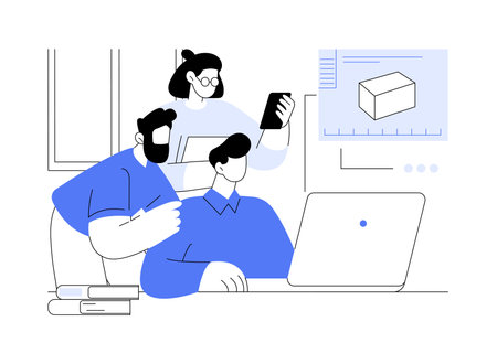 3D modeling isolated cartoon vector illustrations.のイラスト素材