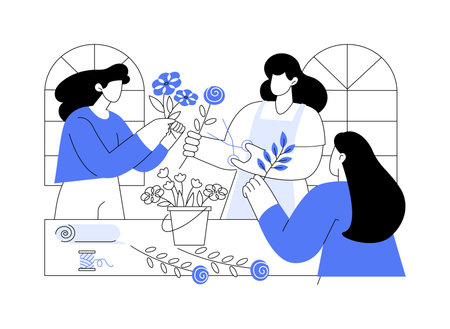 Flower arranging isolated cartoon vector illustrations.のイラスト素材