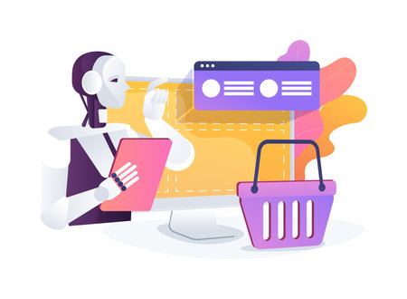 AI-Optimized Search and Navigation abstract concept vector illustration.のイラスト素材