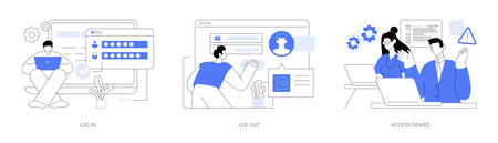 User profile access isolated cartoon vector illustrationsのイラスト素材