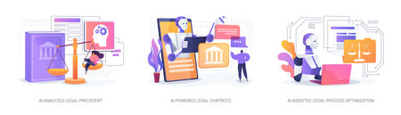 AI in jurisprudence abstract concept vector illustrations.のイラスト素材