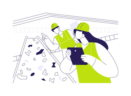 Recycling plant conveyor abstract concept vector illustration.のイラスト素材