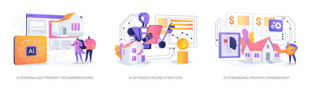 AI in Real Estate abstract concept vector illustrations.のイラスト素材