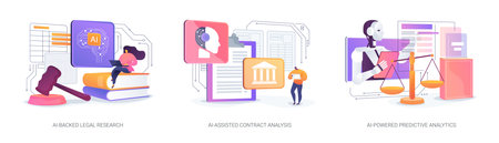 AI in Legal Services abstract concept vector illustrations.のイラスト素材