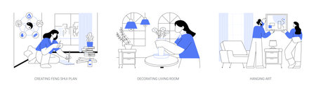 Decorating home isolated cartoon vector illustrations seのイラスト素材