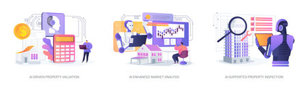 AI Technology in Real Estate abstract concept vector illustrations.のイラスト素材