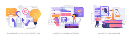 AI tools in Legal Services abstract concept vector illustrations.のイラスト素材