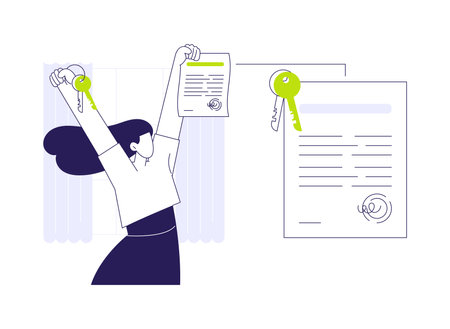 Get ownership certificate abstract concept vector illustration.のイラスト素材