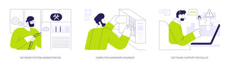 Network maintenance and administration abstract concept vector illustrations.のイラスト素材