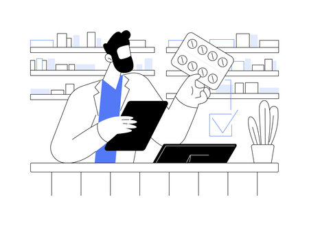 Pharmacy technician isolated cartoon vector illustrations.のイラスト素材