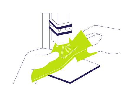 Shoe stamping abstract concept vector illustration.のイラスト素材