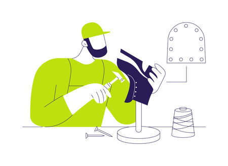 Assembling the shoe abstract concept vector illustration.のイラスト素材