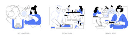 Japanese restaurant isolated cartoon vector illustrations seのイラスト素材