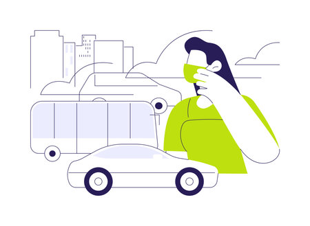 Transportation emissions abstract concept vector illustration.のイラスト素材