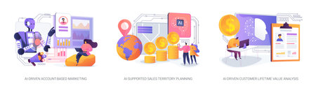 AI in sales strategies abstract concept vector illustrations.のイラスト素材
