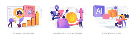 Artificial Intelligence for sales teams abstract concept vector illustrations.のイラスト素材