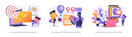 Artificial Intelligence in Marketing abstract concept vector illustrations.のイラスト素材