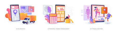 AI for Navigation and Lifestyle abstract concept vector illustrations.のイラスト素材