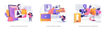 AI Transforming Creativity and Commerce abstract concept vector illustrations.のイラスト素材