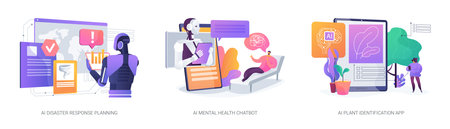 AI Enhancing Safety and Wellness abstract concept vector illustrations.のイラスト素材