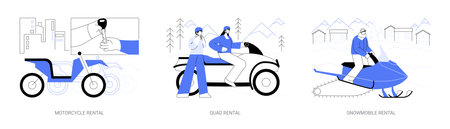 Motor vehicle rental isolated cartoon vector illustrations seのイラスト素材