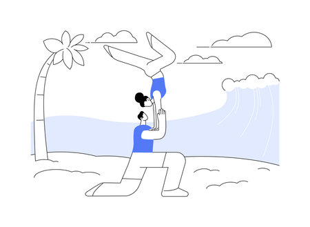 Acroyoga isolated cartoon vector illustrations.のイラスト素材