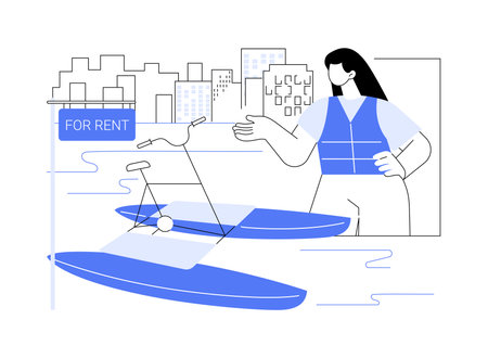 Hydrobike rental isolated cartoon vector illustrations.のイラスト素材