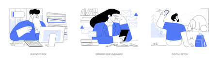 Digital overload isolated cartoon vector illustrations seのイラスト素材