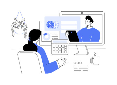 Remote accountant isolated cartoon vector illustrations.のイラスト素材