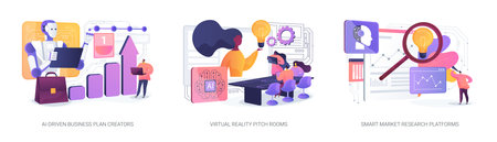 AI and VR for Startups abstract concept vector illustrations.のイラスト素材