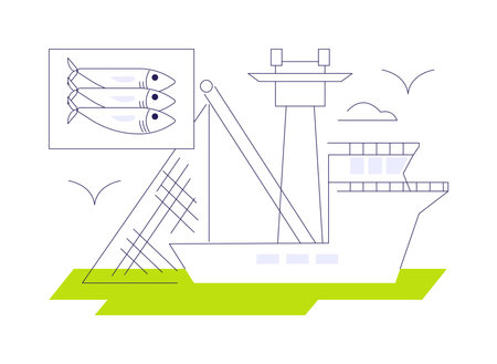 Industrial fishing boat abstract concept vector illustration.のイラスト素材