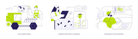 Satellite navigation in agriculture isolated cartoon vector illustrations seのイラスト素材
