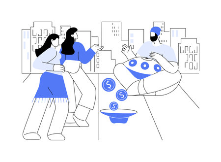 Watch street performance isolated cartoon vector illustrations.のイラスト素材