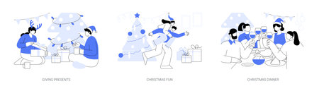 Christmas time isolated cartoon vector illustrations seのイラスト素材