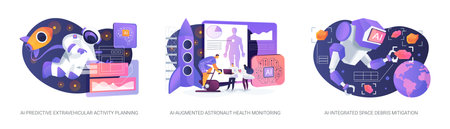 AI Solutions for Space Safety abstract concept vector illustrations.のイラスト素材