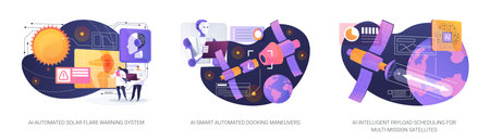 AI Advances in Spaceflight abstract concept vector illustrations.のイラスト素材