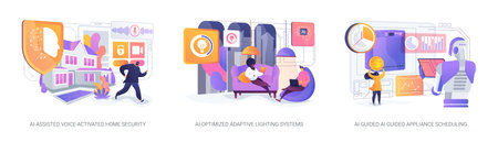 AI Enhancements for Smart Homes abstract concept vector illustrations.のイラスト素材