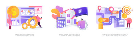Passive income, financial freedom abstract concept vector illustrations.のイラスト素材
