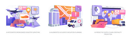 AI Solutions for Crisis Planning abstract concept vector illustrations.のイラスト素材