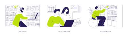 Library isolated cartoon vector illustrations seのイラスト素材