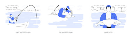 Fishing isolated cartoon vector illustrations seのイラスト素材