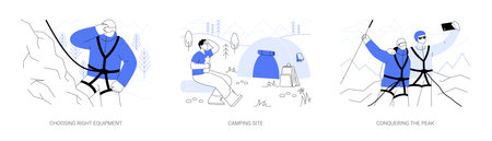 Mountaineering isolated cartoon vector illustrations seのイラスト素材